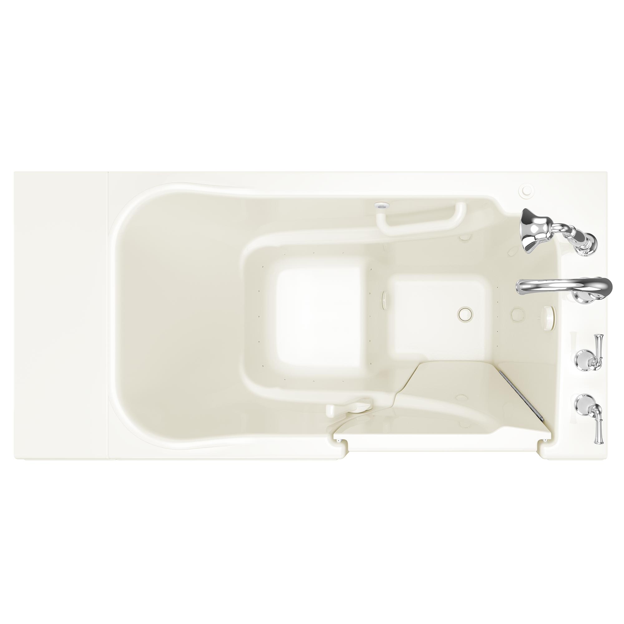 Gelcoat Value Series 30x52 Inch Walk In Bathtub with Air Spa System   Right Hand Door and Drain WIB LINEN